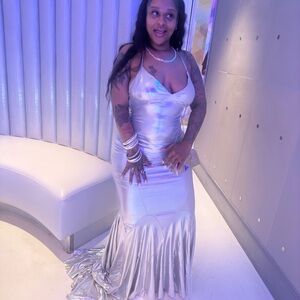 Elegant Silver Evening Gown